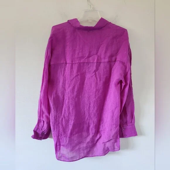 *SOLD* NWT MASSIMO DUTTI | Oversized Ramie Shirt Button Down Purple Sz XS - Picture 2 of 6